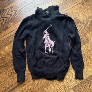 Polo Ralph Lauren Kids Black Sweatshirt with Pink Polo